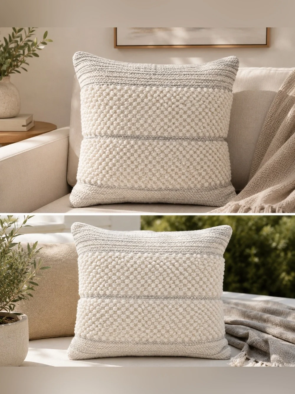 NWOT, Pottery Barn Willia Indoor/Outdoor Textured Pillow, 18